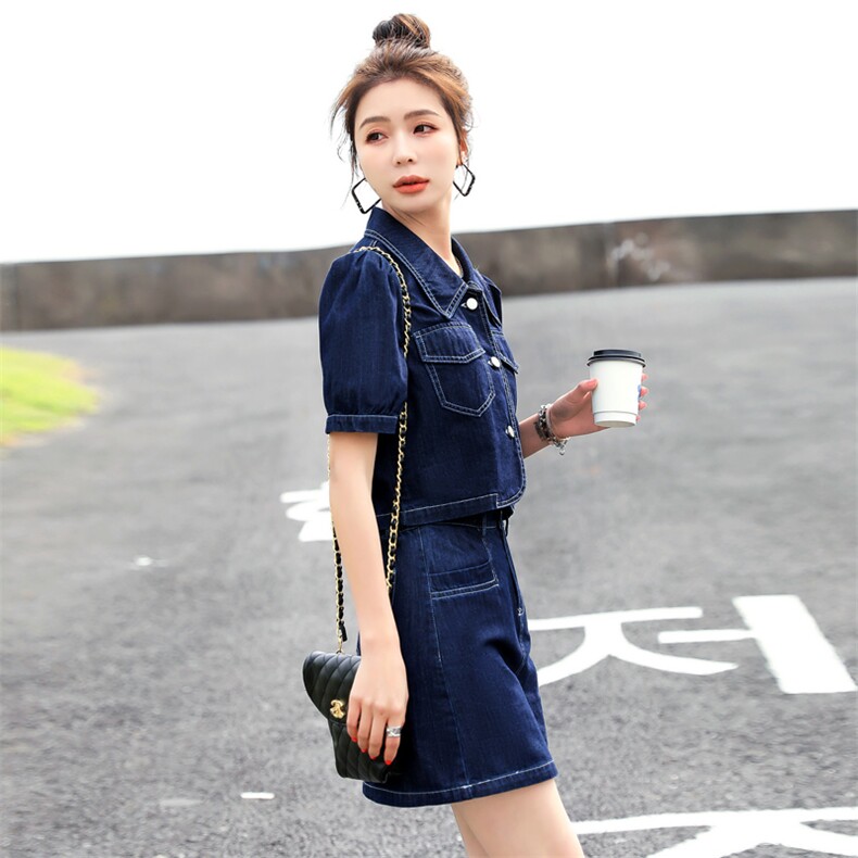 欧货洋气牛仔套装裙女2025年夏季新款时髦气质包臀半身短裙两件套,女装套装/套裙,意芙