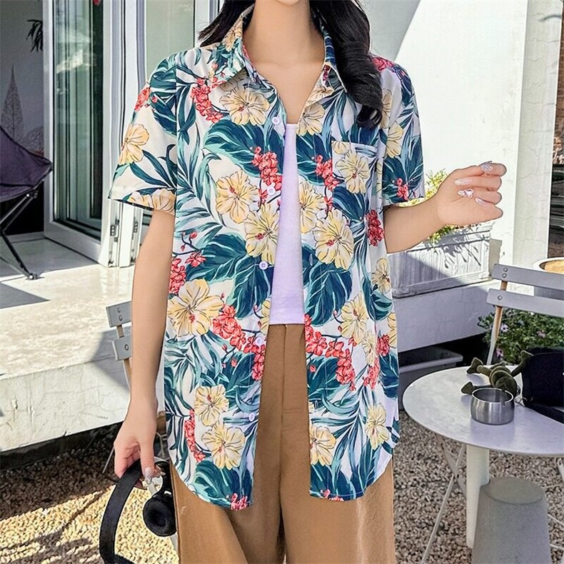 复古水墨画扎染衬衫宽松显瘦遮肉长袖上衣外套CS90/P30，女装衬衫，星座506