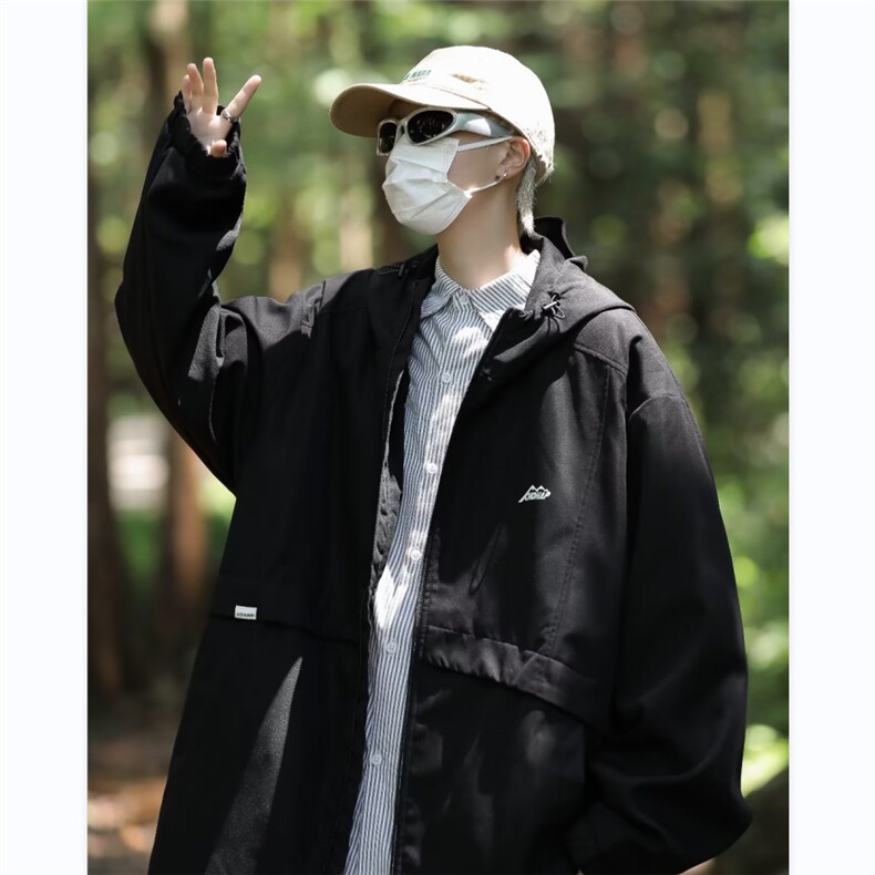 冲锋衣夹克男韩版潮流连帽户外痞帅2023秋冬新款ins外套W5011-P60,男装夹克,星座412-3