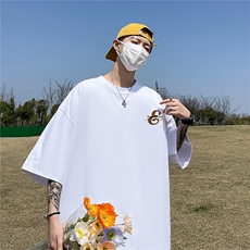 主推款T恤240克潮流美式宽松质感落肩纯棉印花短袖男T6358特P19，男装T恤，星座610B-1