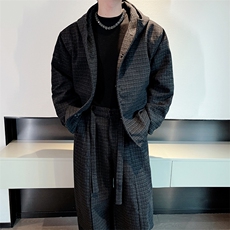 秋冬新款高级保暖连帽棉服外套弯刀裤套装男潮TZ353上衣135裤子78，男装棉衣，电商B267
