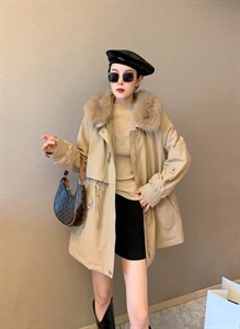 【现货】冬季新款宽松显瘦加绒保暖狐狸大毛领连帽中长款派克服图片