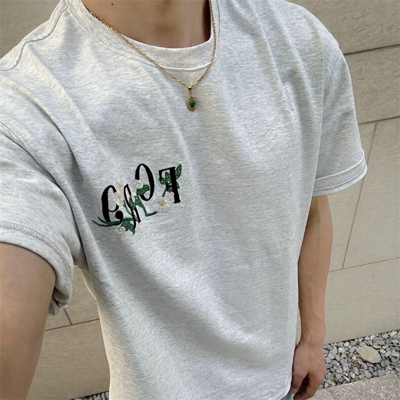 重磅纯棉刺绣短袖T恤男女潮牌上衣衣服夏季情侣美式半袖,男装T恤,星座506A