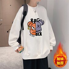 ！大码长袖t恤男印花加绒加厚圆领卫衣男WY294-P28加绒款-P33图片