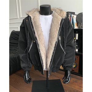 美式复古座山雕连帽棉服加厚保暖夹克宽松外套XZ514-2-25104-P128图片