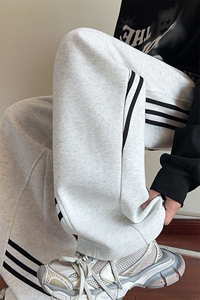 供抖音 现货主推秋冬港风新款条纹裤男宽松X416B-1-KL921-P55限88图片
