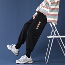 运动卫裤男秋季简约字母宽松加大码束脚休闲长裤C305A-K3307-P50，男装休闲裤，电商C305A