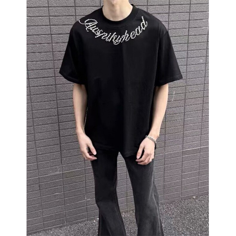 复古潮牌字母短袖t恤男夏季设计感休闲黑色重磅半袖上衣T193,男装T恤,星座1116A（原606A-3）