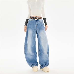 弯刀牛仔裤男女秋冬潮流cleanfit高级感拖地宽松长裤子YD9001-P65图片