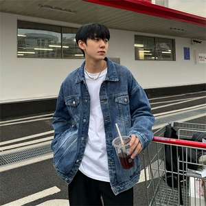 港风宽松休闲牛仔外套夹克男做旧水洗美式情侣上衣JK03-P78控108图片
