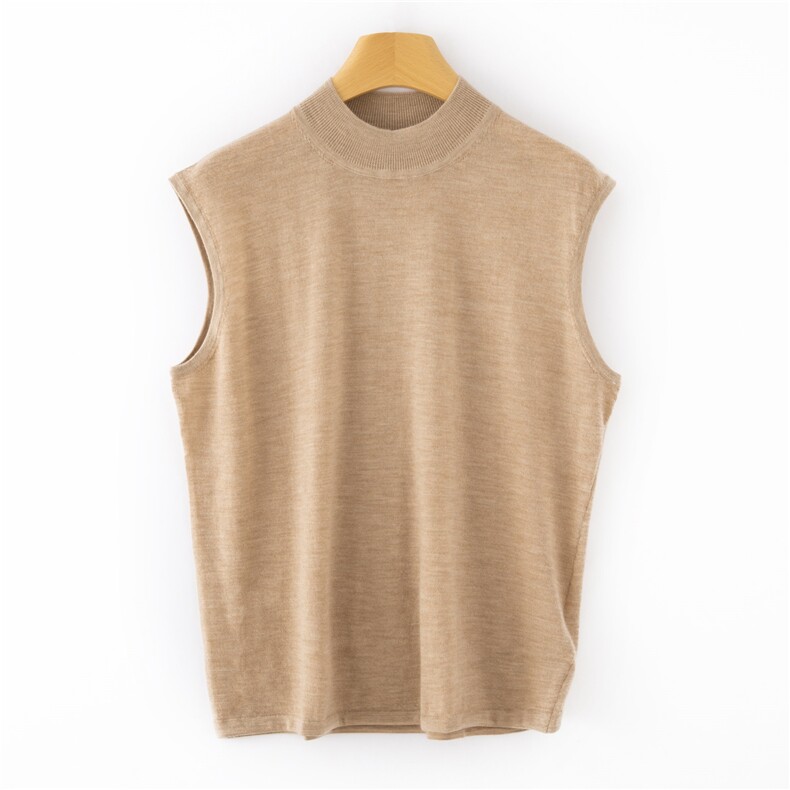 2025年秋季宽松型常规单件套头无袖半高针织衫时尚百搭，女装针织衫/毛衣，晨收贸易商行