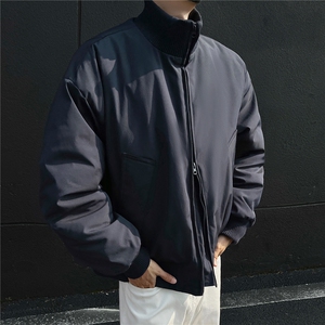 新加二色 高街立领棒球棉服飞行夹克棉衣短款外套男 H1030特P60图片