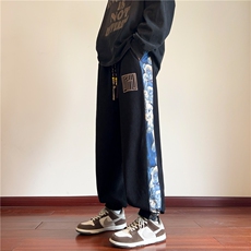 新中式小熊灯芯绒裤子男秋冬大码宽松束脚休闲长裤M-5XLP45控58，男装休闲裤，电商B219B