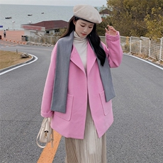 现货，2022新版小个子粉色中长款加毛呢外套P155-K228，女装连衣裙，浙宝276（原081）