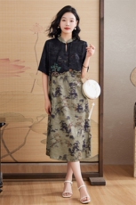 新中式国风刺绣连衣裙女夏装2025年新款复古气质广州十三行裙子女，女装连衣裙，媚琳依坊