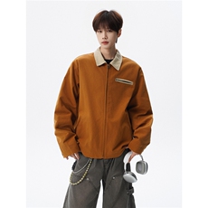 撞色水洗做旧帆布短款夹克男款vintage美式复古工装休闲外套JK003，男装夹克，电商B312