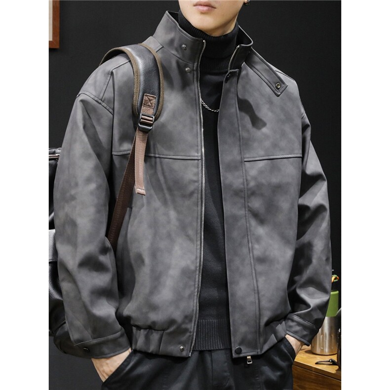 机车皮衣外套男2025新款春秋季高级感美式复古男士飞行员夹克大码，男装皮衣，星座1210-1