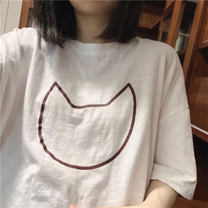 T0651-P25 简约日系卡通纯棉短袖 男女同款上衣图片