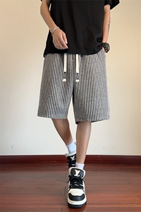 短裤男夏季美式复古拼接五分裤潮牌宽松大码XZ102B-1DK2593特批25图片