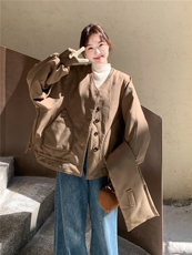 韩系拼接撞色格子围巾短款羽绒服女2025冬立领宽松小个子减龄外套，女装羽绒服，艾米莉亚