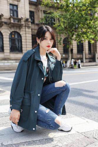 秋款风衣，女装风衣，红嘴鸥