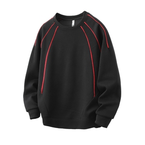 2025秋季新款圆领情侣卫衣男女同款美式复古镶线套头外套 112-P35图片