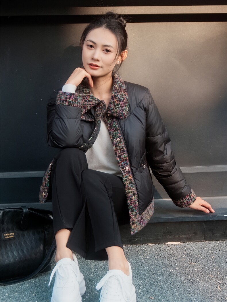 2025冬装常规保暖外套民族风羽绒短款小香风,女装羽绒服,沫晗依美