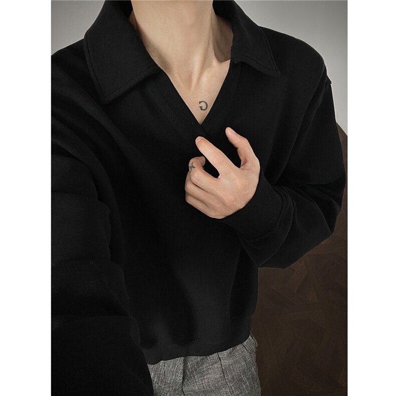 秋装新品 海欧领卫衣男polo衫短款版宽松长袖外套H1119 特P48图片