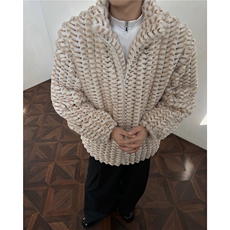 冬季男士棉服兔毛条纹绒虎皮纹宽松加绒加厚外套棉衣特p95，男装棉衣，电商B319