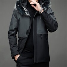 MJ-21016冬季男士派克服可脱卸加绒内胆连帽中长款风衣P450，男装风衣，电商B360