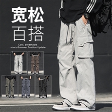 美式户外工装裤冲锋裤松紧腰宽松阔腿裤休闲裤直筒裤T8015-特P46，男装工装外套，星座1006