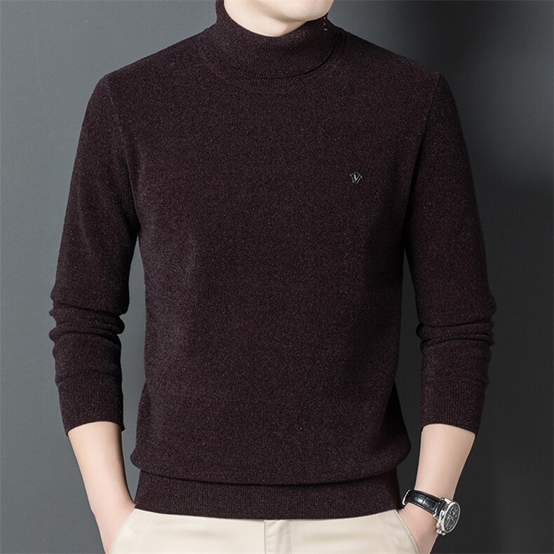 高领毛衣男冬季新款纯色针织打底衫男士套头中年毛衫ZLF117-P90，男装针织衫/毛衣，电商B212（原钱塘6029）