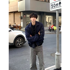 现货加棉加厚藏青色夹克棉服外套男女J505-常规特P40加棉特P58，男装夹克，星座1505