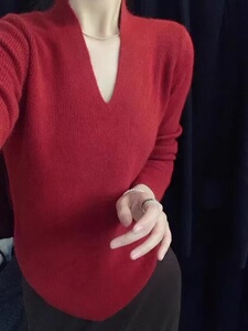 2025年秋季女士元宝针V领打底衫,衣服搭配女夏装花裙图片