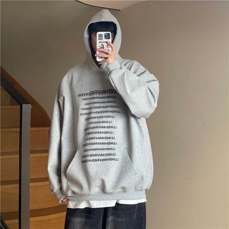 A450-WY7766-P85控129美式复古印花连帽卫衣宽松男女同款,男装卫衣,电商A450