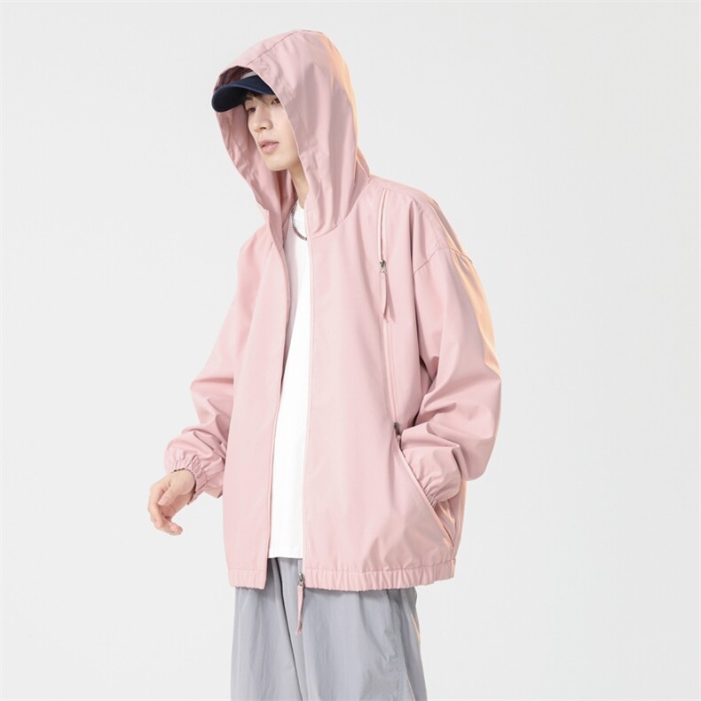 冲锋衣连帽夹克男宽松落肩纯色上衣外套DSA157B-J208-P60,男装夹克,电商A157B