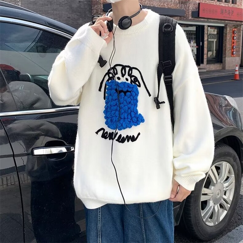 美式街头设计感圆领毛衣男慵懒风休闲针织衫MD001P60,男装针织衫/毛衣,星座1116-2