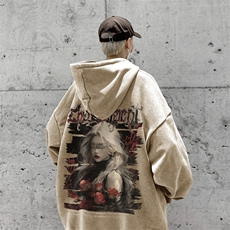 美式重磅水洗复古连帽卫衣潮流大码潮牌做旧XZ517A-BK6676-P68，男装卫衣，星座517A