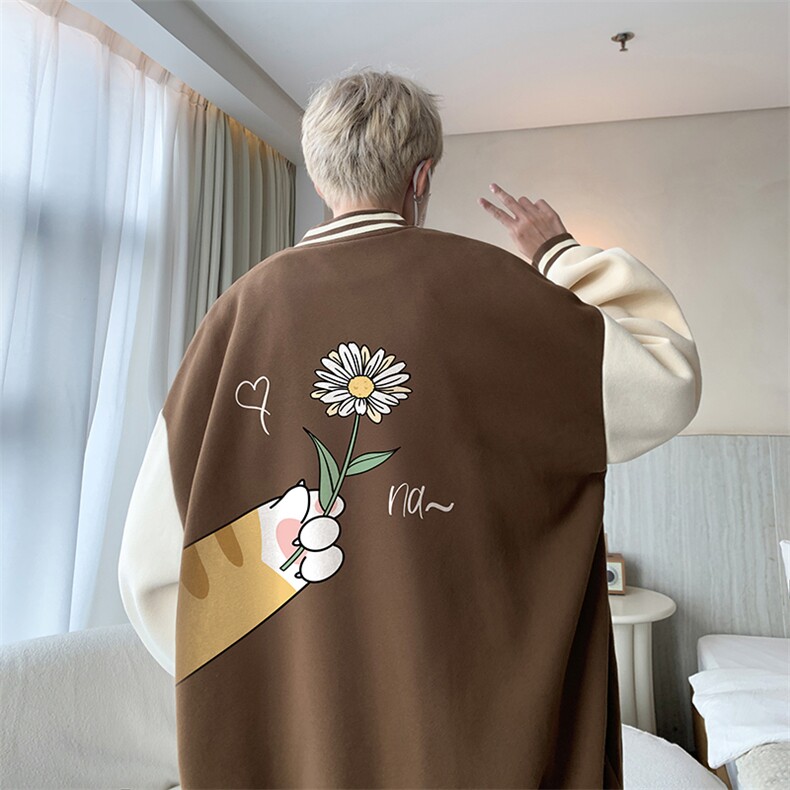 摇粒绒棒球服男大码开衫卫衣男夹克BF86265-P65,男装夹克,电商A040