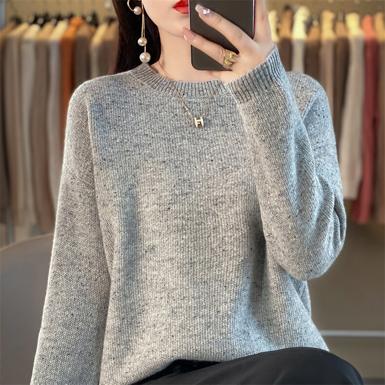 金豆子半高衫一线成衣套头秋冬新款点子纱羊毛衫,女装羊毛衫,秋虹羊绒