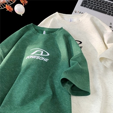 主推设计款250克重磅砂洗刺绣天丝棉冰丝短袖T恤JF214-特P42控69，男装T恤，电商A422-1