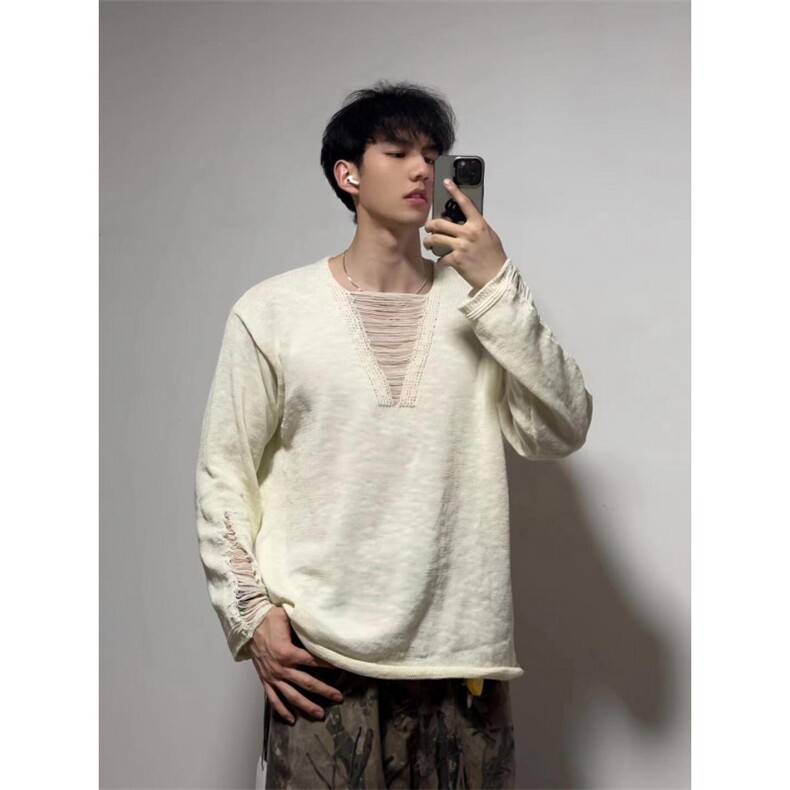 【有货】cleanfit镂空针织毛衣男高级感毛线衣打底衫MY556HH-P50图片