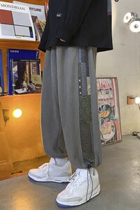 秋季休闲裤长裤炸街九分ins抽绳束脚灯芯绒卫裤 A125-BK910-P50图片