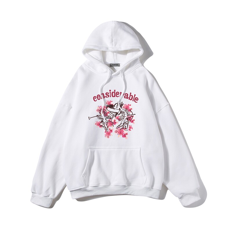 白底新款秋季时尚百搭宽松印花潮流美式连帽卫衣W374P40控58,男装卫衣,电商A247-1