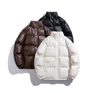 白底鳄鱼纹钢印字母设计棉衣大码潮流休闲棉衣男MY77728P128控168图片