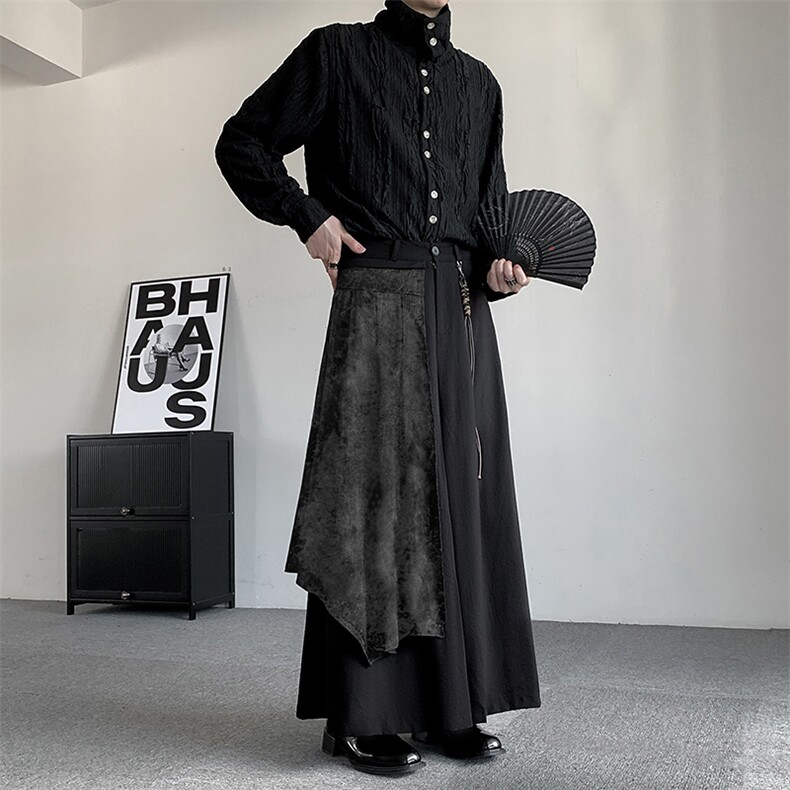 新图可拆卸两种穿法大码新中男女复古小众黑暗大码可拆卸阔腿裙裤,男装西裤,星座909