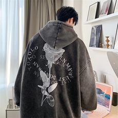 直播品质500克重磅潮牌美式做旧炒雪花水洗加绒卫衣H363JR特P65，男装卫衣，电商A486