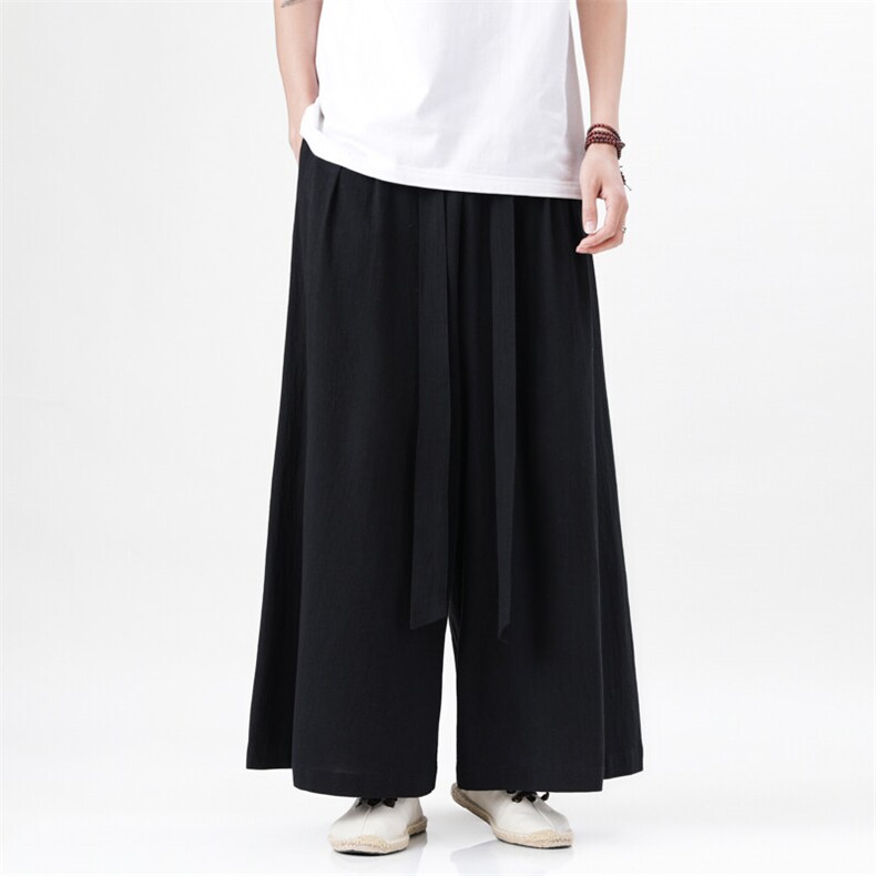 2025汉服唐装宽松阔腿裤风棉麻阔腿裤基地A057-K371-P55,男装民族服装,电商A057B