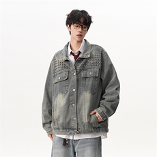 【现货】XZ1218(原611-3)WT8644特价P65美式个性铆钉牛仔外套，男装工装外套，星座1218（原611-3）