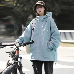 冲锋衣连帽夹克男宽松落肩纯色上衣外套DSA157B-JK727-P58图片